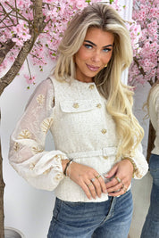 Happy tweed lurex gilet - Beige