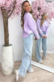 Pearl zipper trui - Lila