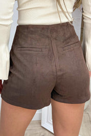 Cross over suede look skort - Bruin