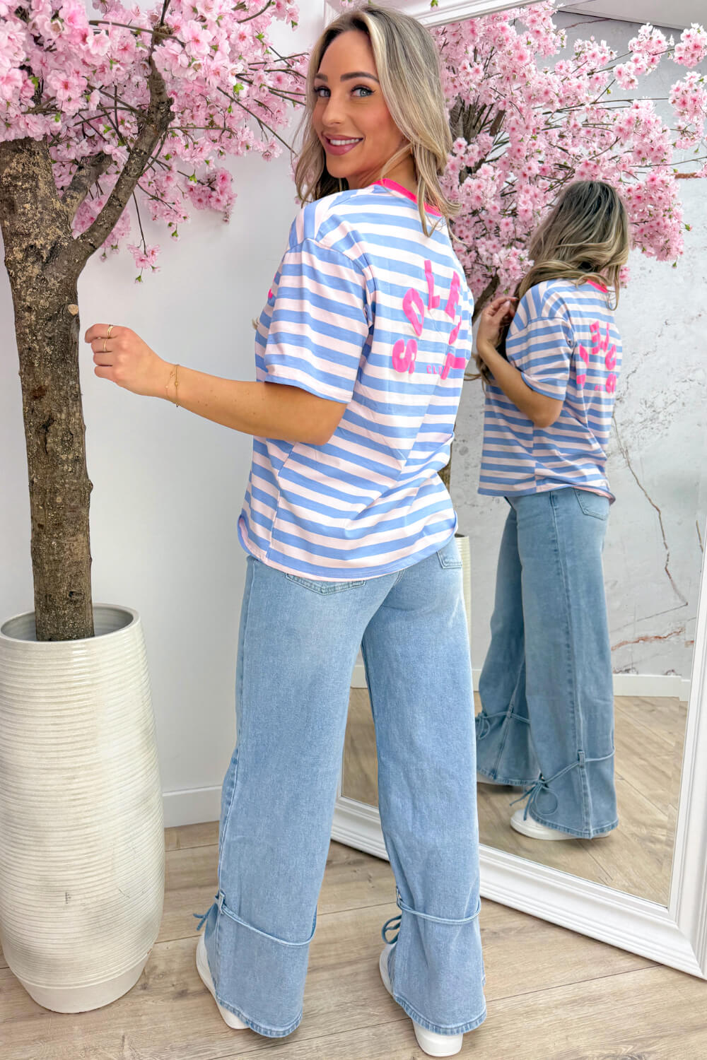 Soleil club stripe T-shirt - Jeans blue