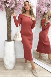 Daily ribbed dress - Terracotta