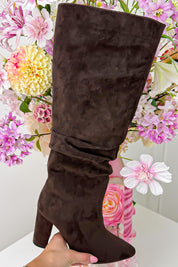Suede look heels - Brown