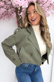Cropped cotton trenchcoat - Army