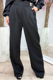 Gold detail pantalon - Zwart