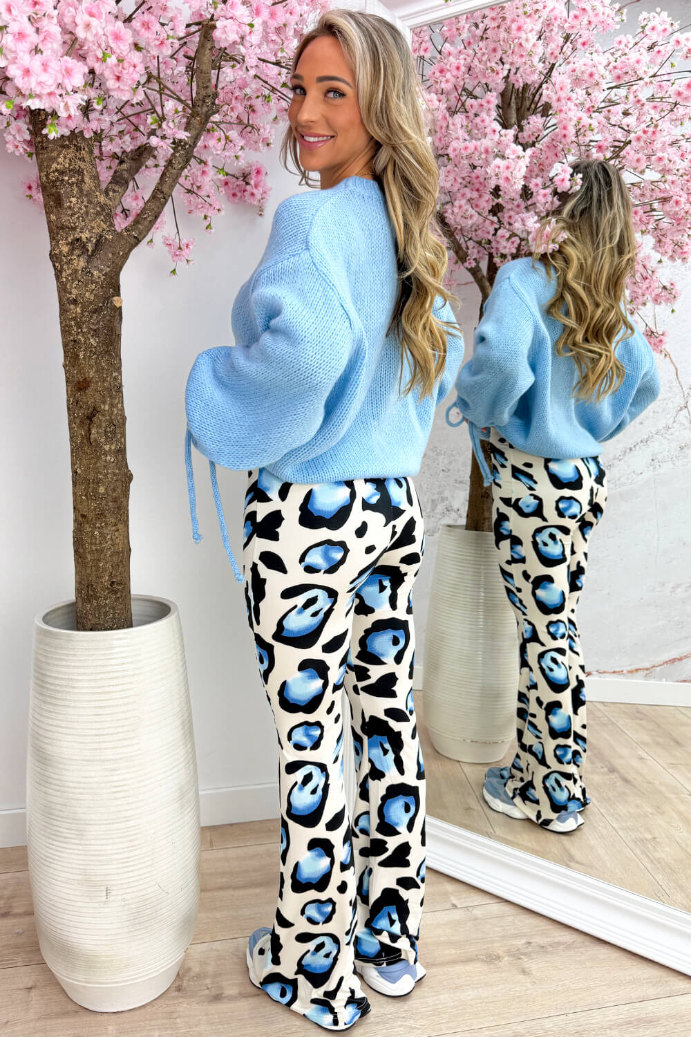 Ruffle bow trui - Sky blue