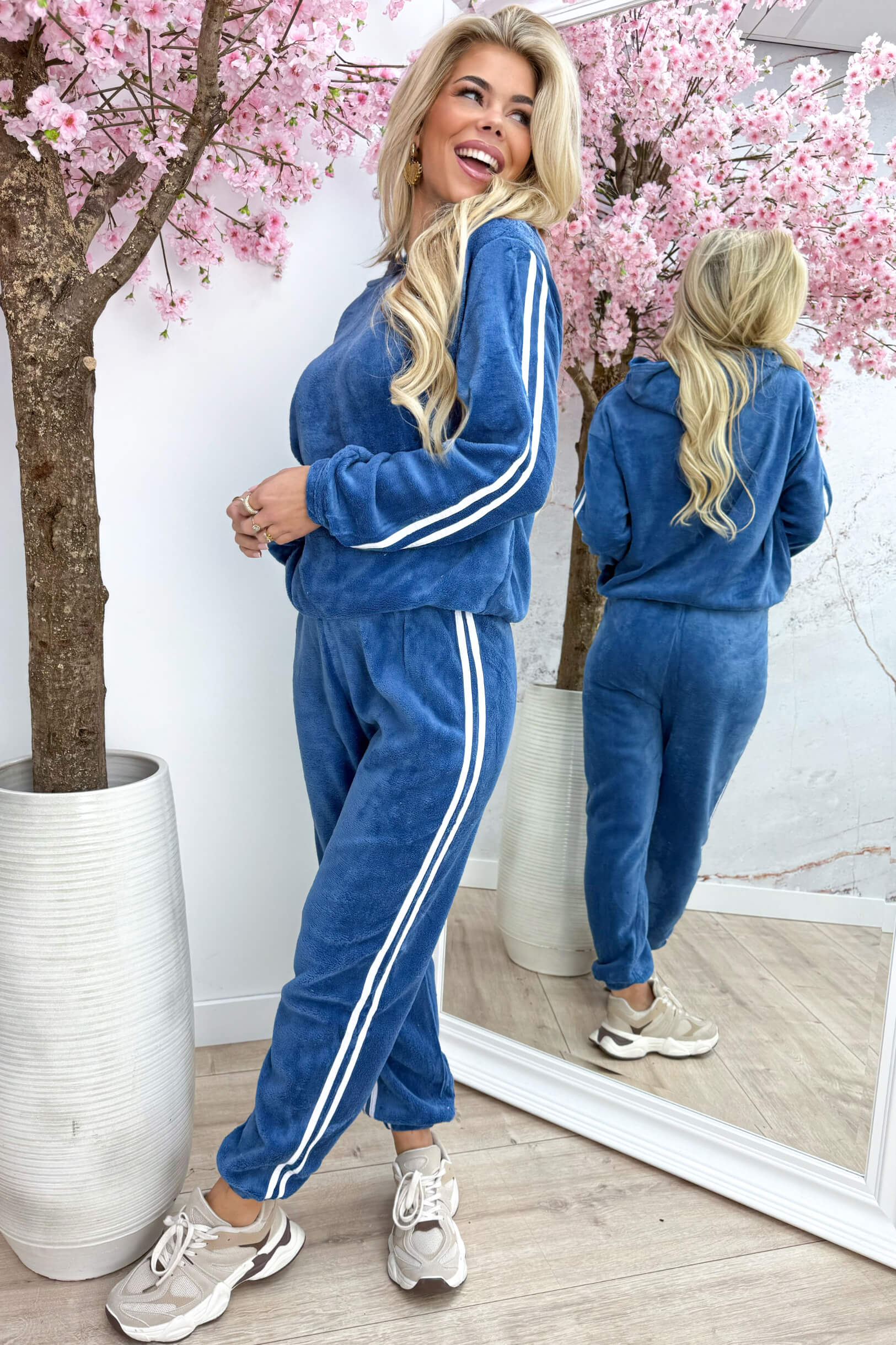 Soft striped comfy co-ord - Jeans blue