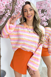 Candy stripe trui - Oranje
