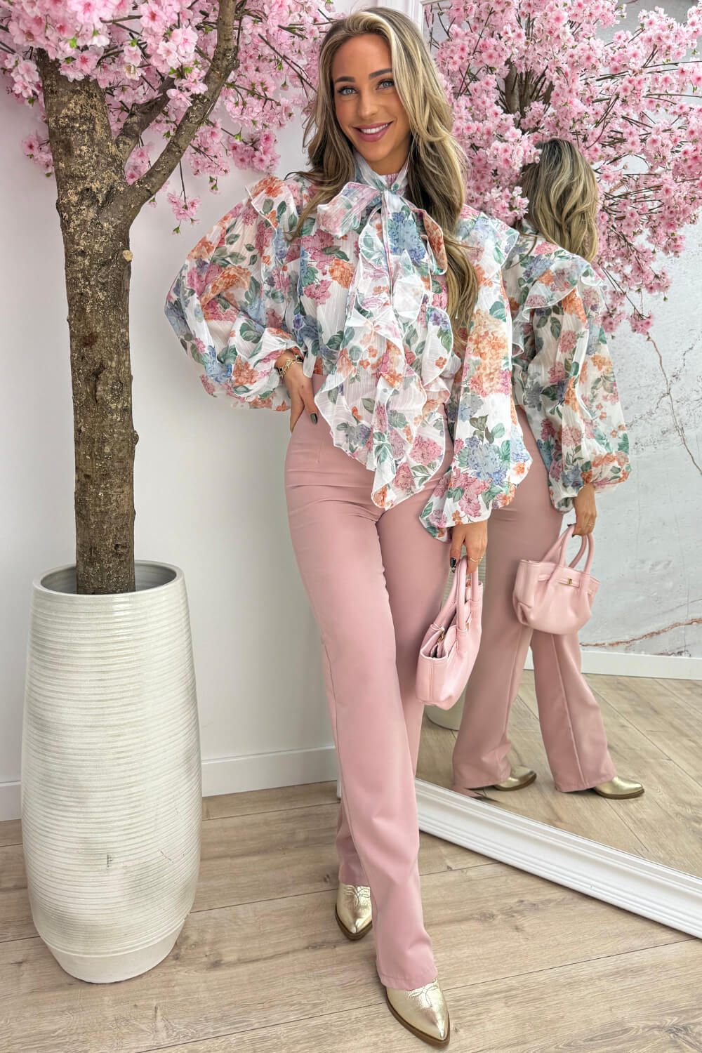 Full of flowers ruffle blouse - Wit