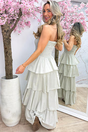 Marbella cotton ruffle dress - Beige