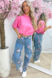 Basic puff topje - Lollypop roze