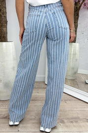 Striped straight leg jeans Y3365 - Jeans blue