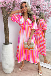Sunny stripes cotton dress - Oranje