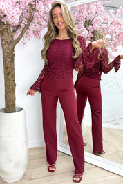 Perfectly flairy lace topje - Bordeaux