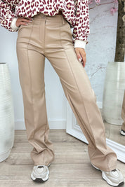 Fav Leather Look Pants - Camel