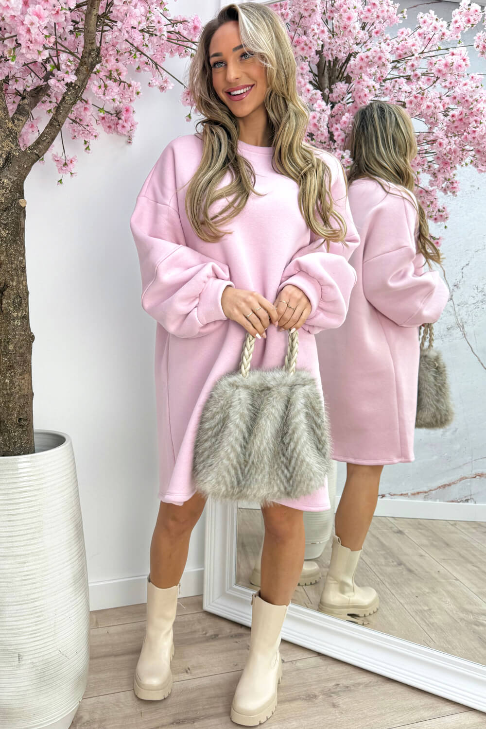 Oversized sweater dress - Lollypop roze