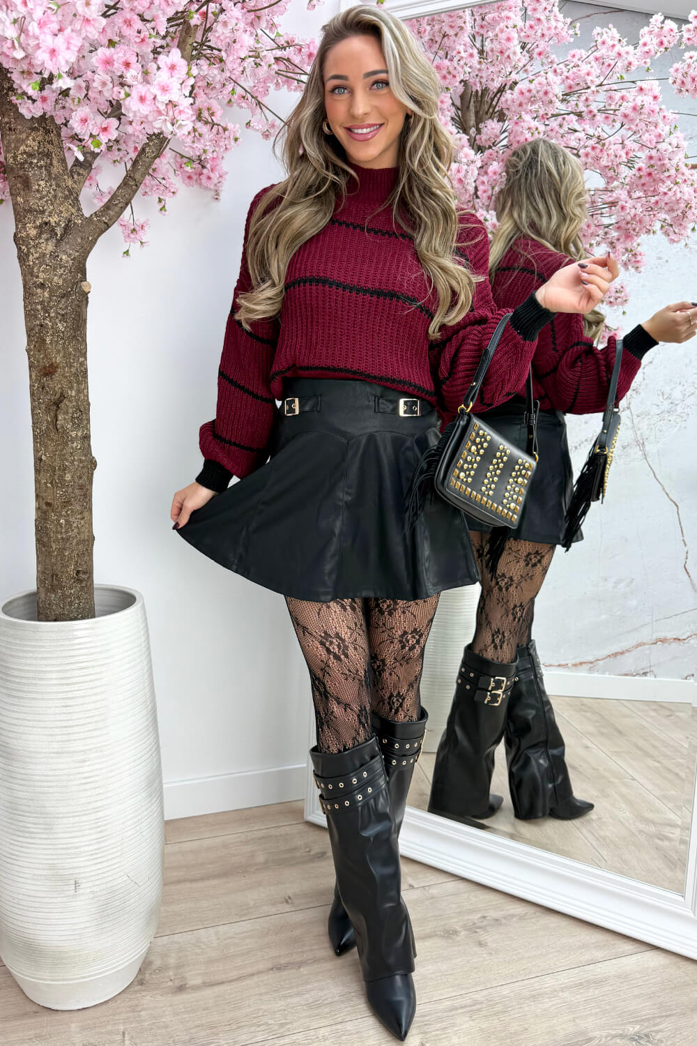 New season stripe trui - Bordeaux