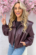 Veste aspect cuir So cool - Bordeaux