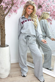 New york zipper comfy co-ord - Lt. grijs