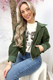 Corduroy vilt bomber - Groen