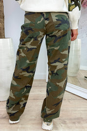 Camo fold over straight leg jeans - Army