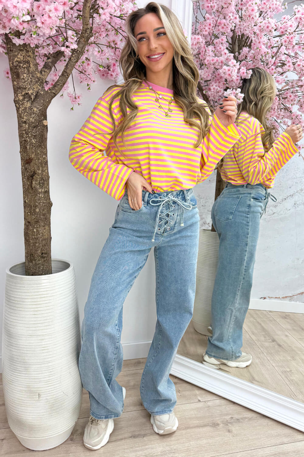 Stripe it easy topje - Geel