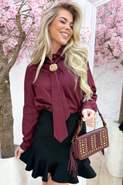 Golden broche blouse - Bordeaux