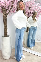 Balloon sleeve trui - Wit