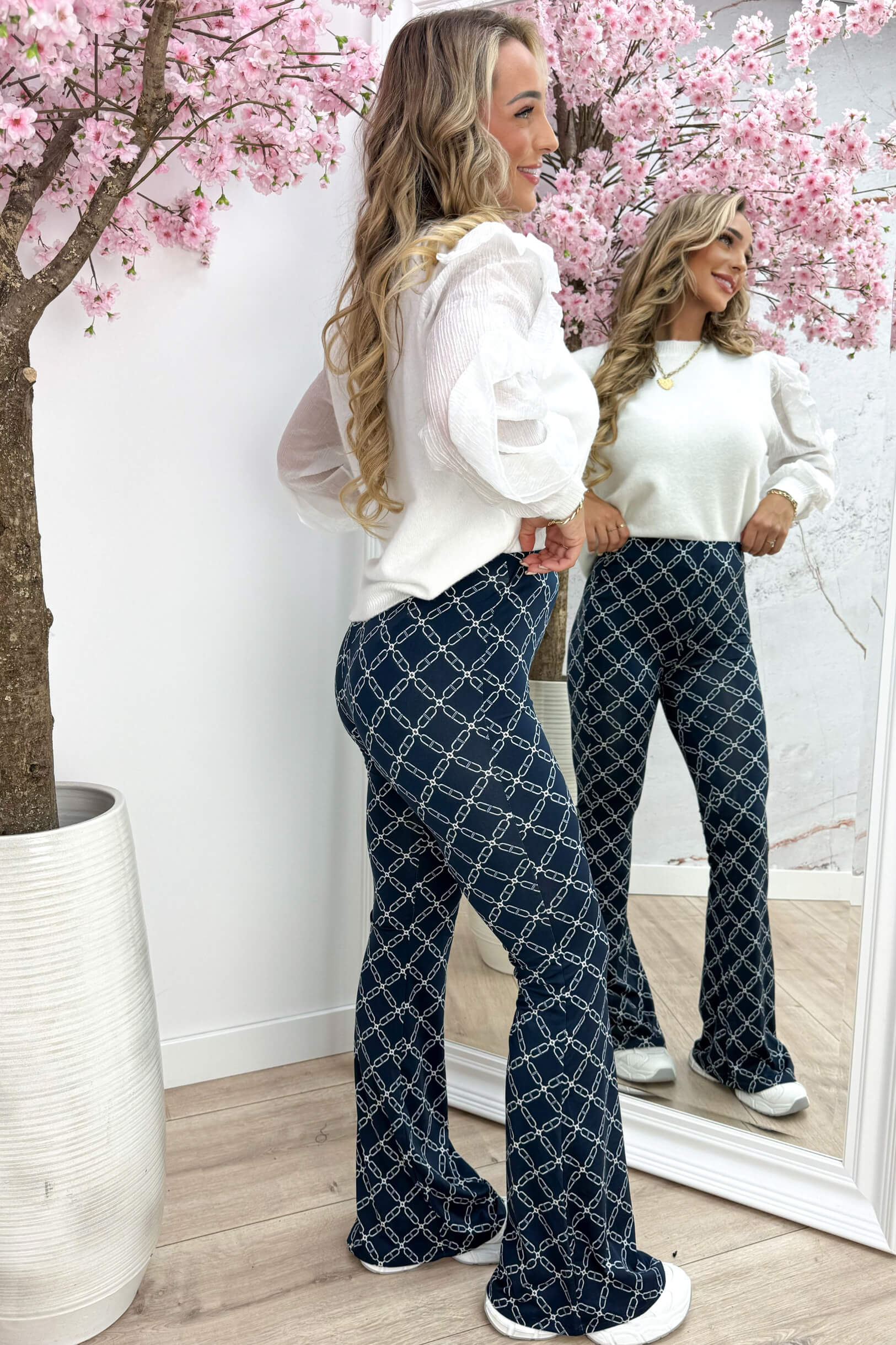 Cable travel flair pants - Navy
