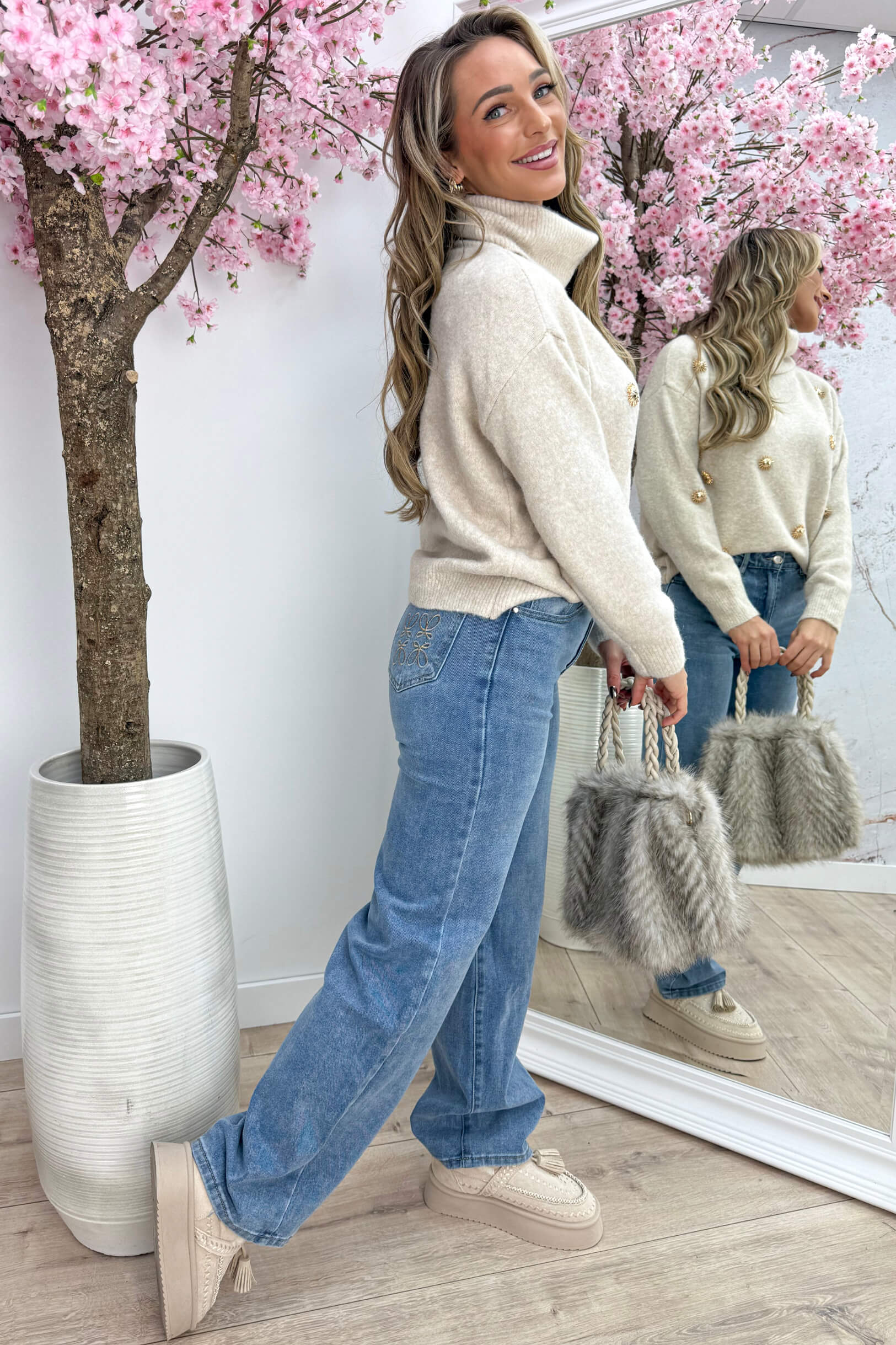 Sunrise coll trui - Beige