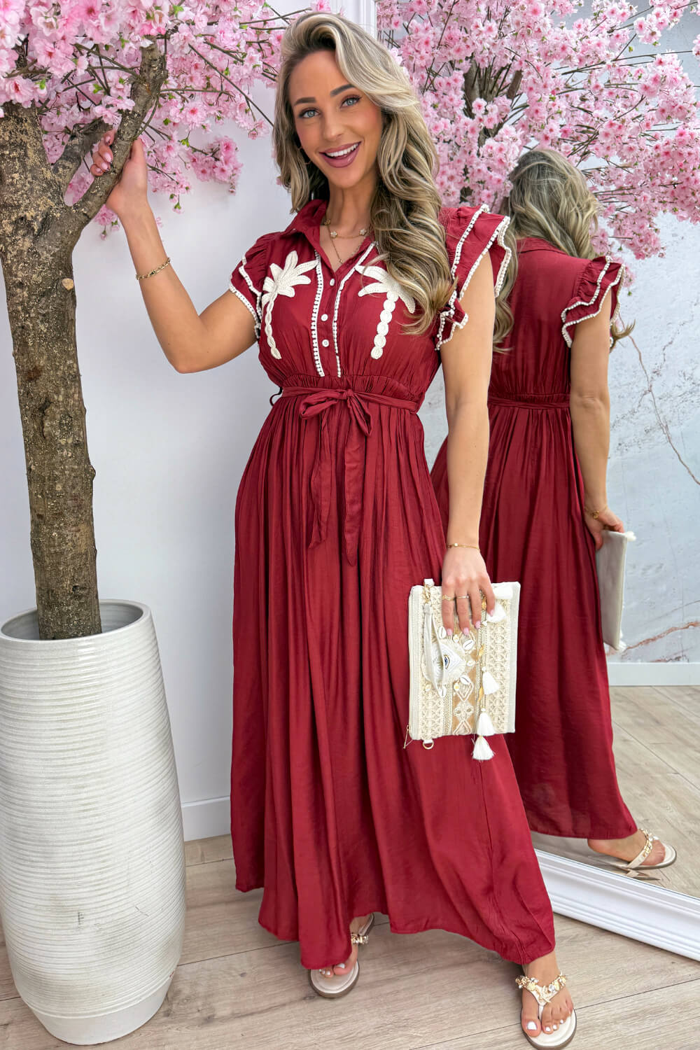 Palmtree maxi dress - Bordeaux