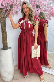 Palmtree maxi dress - Bordeaux