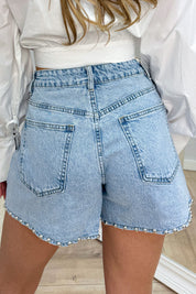 Silver studs denim short - Jeans blue