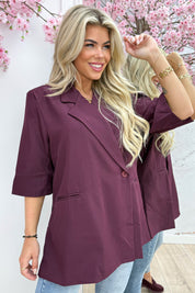 Beliebter Split Blazer - Bordeaux