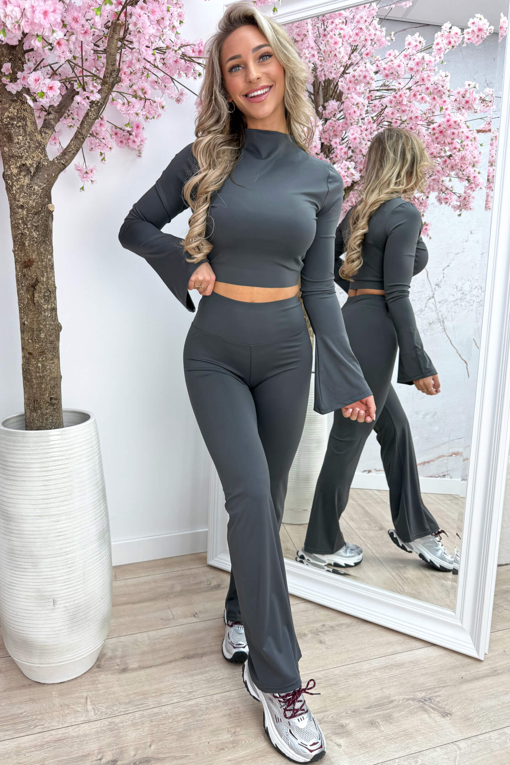 Sporty cropped co-ord - Dk. grijs