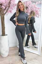 Sporty cropped co-ord - Dk. grijs