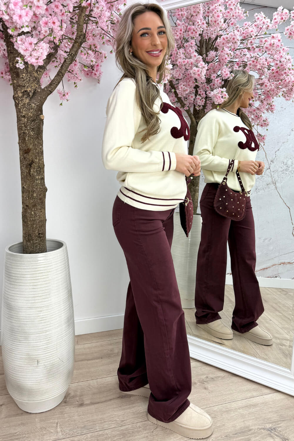 Teddy inspired trui - Bordeaux