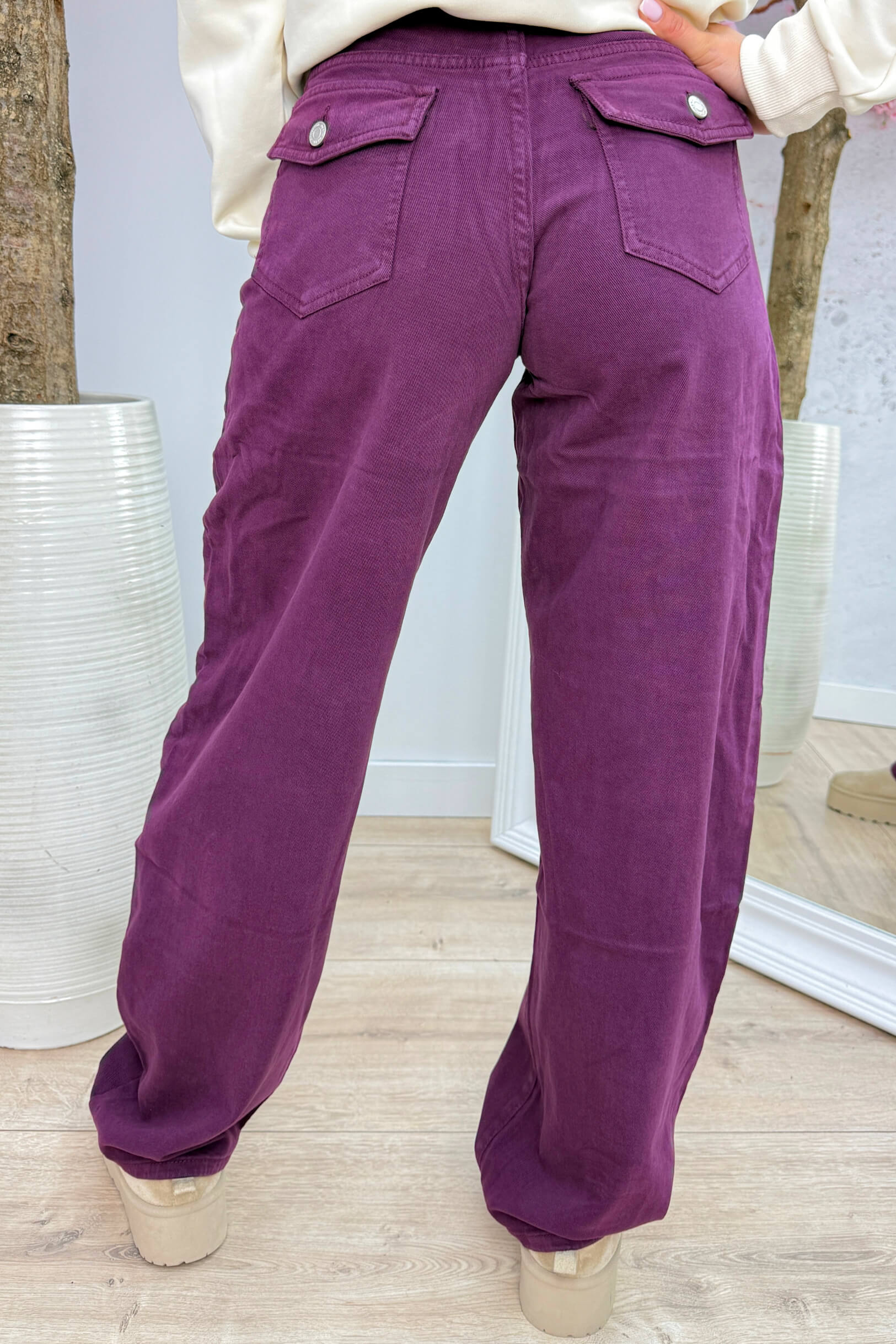 Balloon fit full length jeans - Berry purple