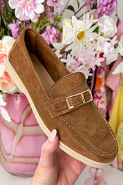 Chique suede look loafers - Cognac