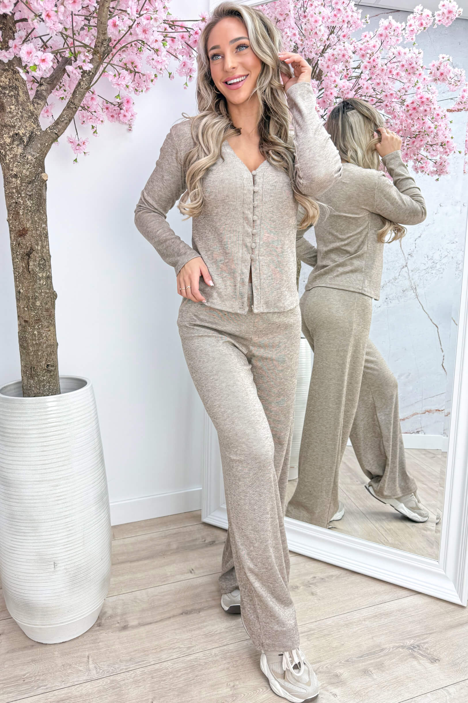Button up comfy co-ord - Taupe
