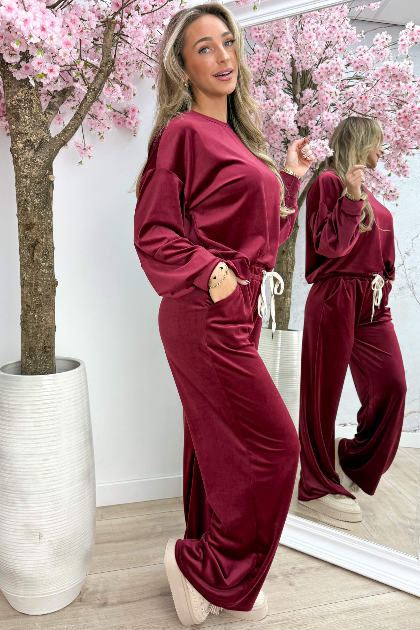 Velvet comfy co-ord - Bordeaux