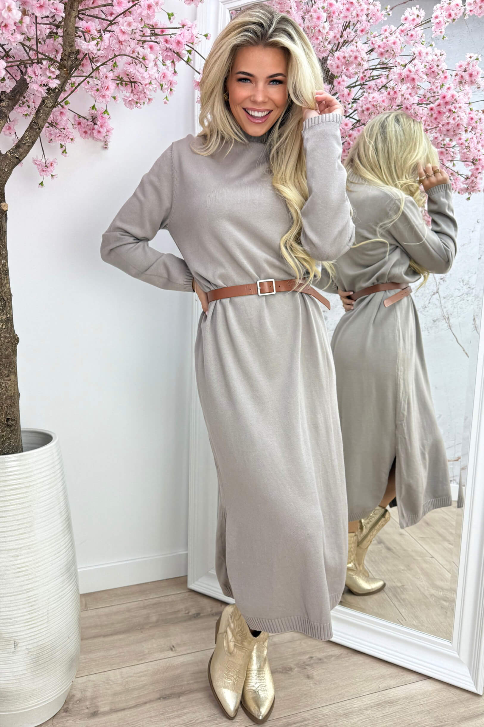 Sooo soft midi dress - Taupe