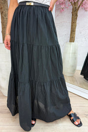 Cotton maxi skirt - Zwart