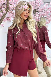 Bow stripe blouse - Bordeaux