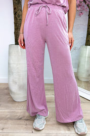 Softly ribbed jogger - Oud roze