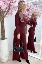 Glitter draped comfy co-ord - Bordeaux