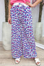 Multi color leopard flowy pants - Cobalt