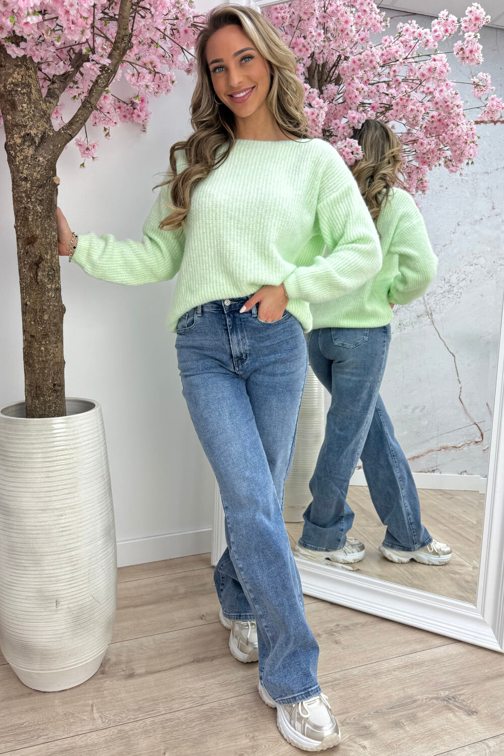 Cozy knitted trui - Mint