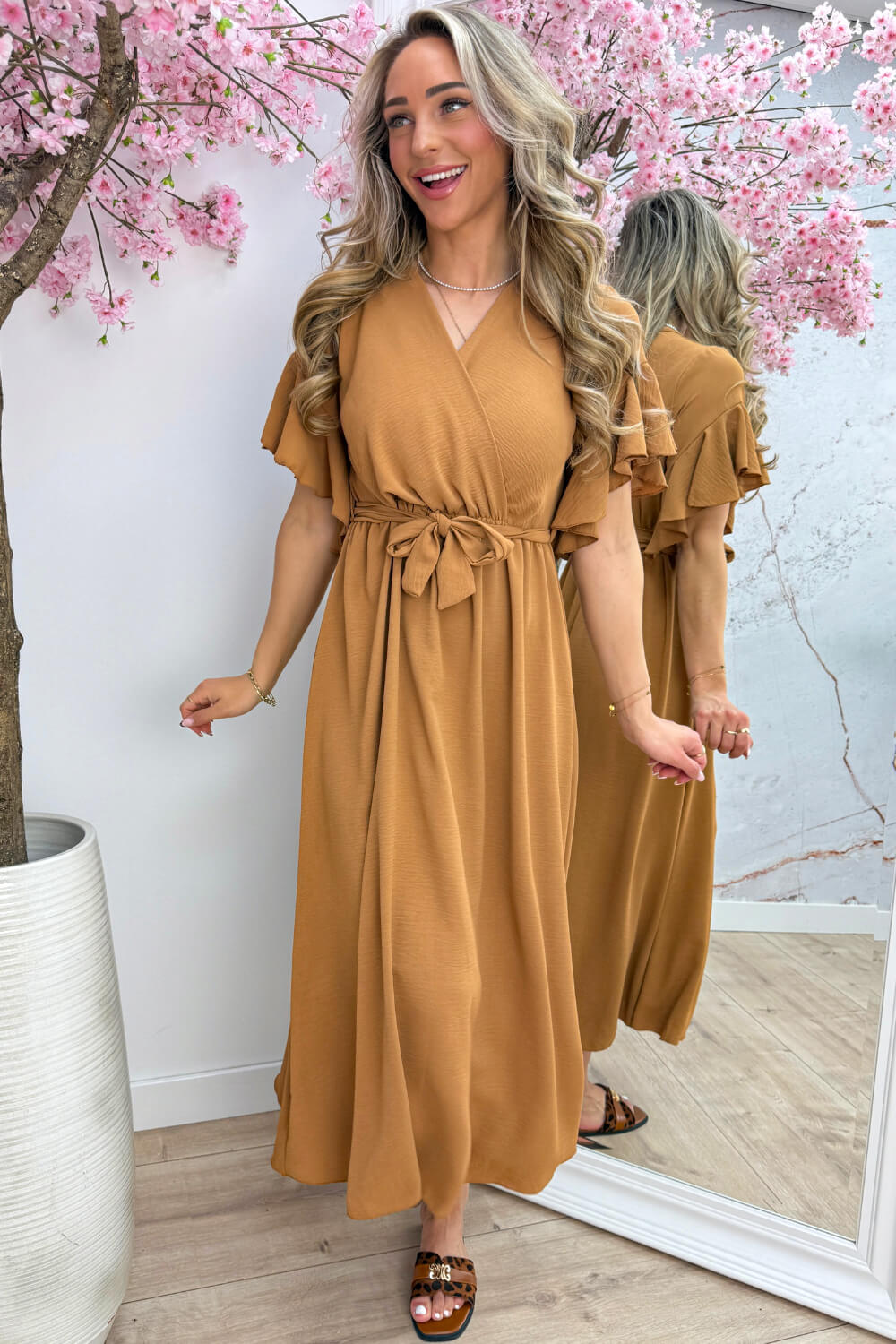 Rio ruffle maxi dress - Camel