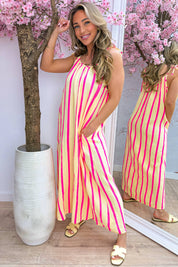 Summer stripes cotton dress - Geel
