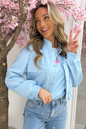 Suede chic jacket - Sky blue